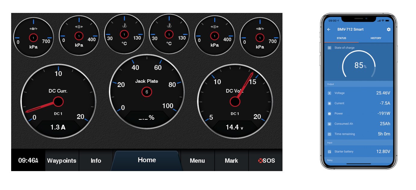 monitorización de batería para barco victron